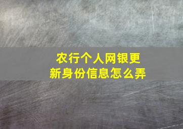 农行个人网银更新身份信息怎么弄