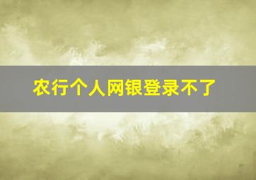 农行个人网银登录不了