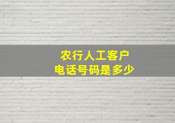 农行人工客户电话号码是多少