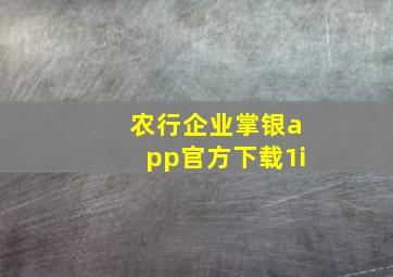 农行企业掌银app官方下载1i