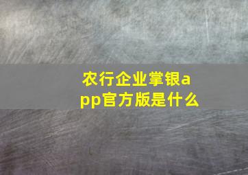 农行企业掌银app官方版是什么