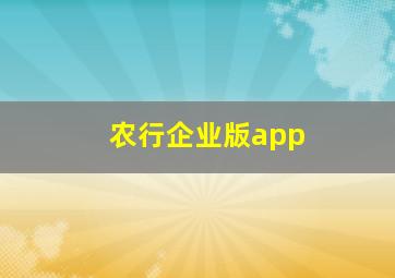 农行企业版app