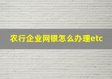 农行企业网银怎么办理etc