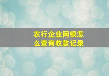 农行企业网银怎么查询收款记录