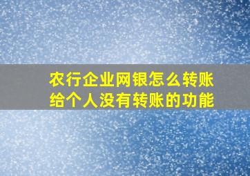 农行企业网银怎么转账给个人没有转账的功能