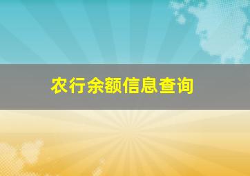 农行余额信息查询