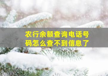 农行余额查询电话号码怎么查不到信息了