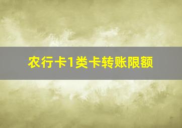 农行卡1类卡转账限额