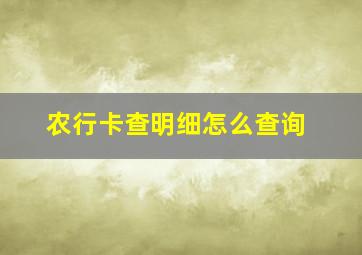 农行卡查明细怎么查询