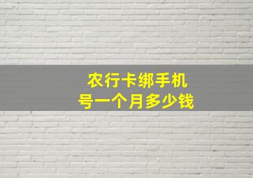 农行卡绑手机号一个月多少钱