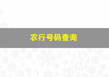 农行号码查询