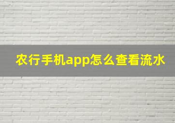 农行手机app怎么查看流水