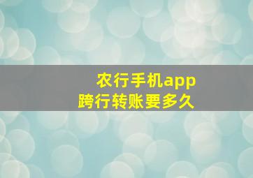 农行手机app跨行转账要多久