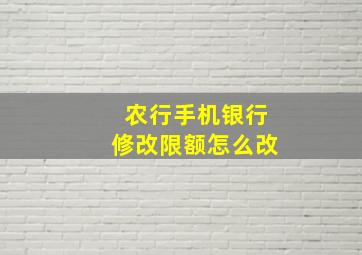 农行手机银行修改限额怎么改