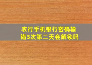 农行手机银行密码输错3次第二天会解锁吗