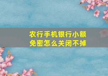 农行手机银行小额免密怎么关闭不掉