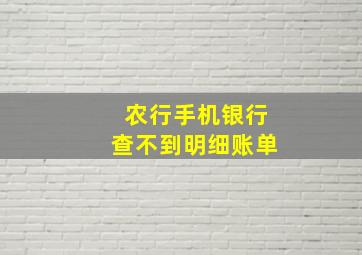 农行手机银行查不到明细账单