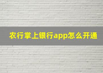 农行掌上银行app怎么开通