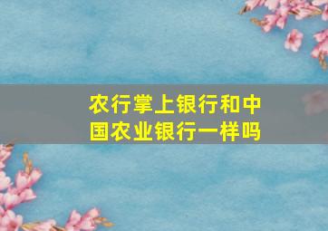 农行掌上银行和中国农业银行一样吗