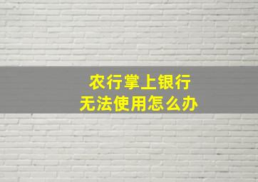 农行掌上银行无法使用怎么办