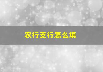 农行支行怎么填