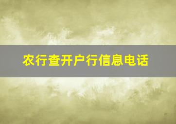 农行查开户行信息电话