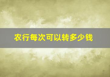 农行每次可以转多少钱