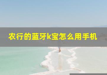 农行的蓝牙k宝怎么用手机