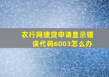 农行网捷贷申请显示错误代码6003怎么办