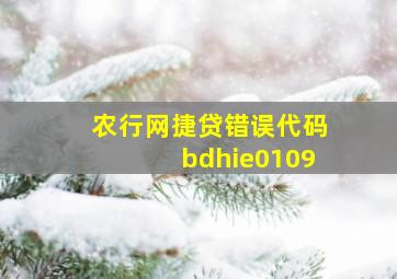 农行网捷贷错误代码bdhie0109