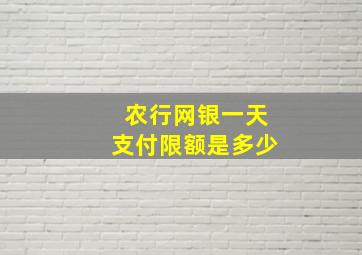 农行网银一天支付限额是多少