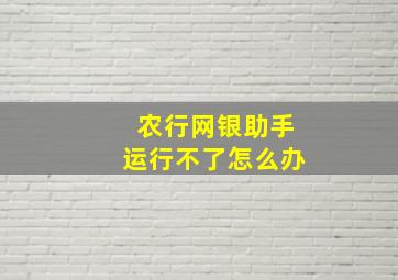 农行网银助手运行不了怎么办