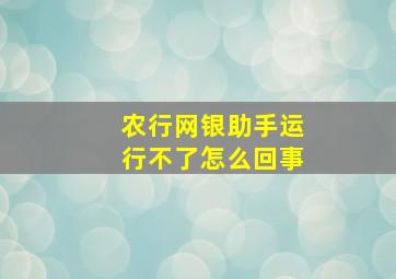 农行网银助手运行不了怎么回事