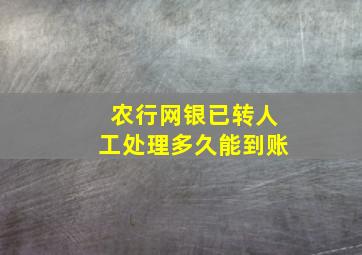 农行网银已转人工处理多久能到账