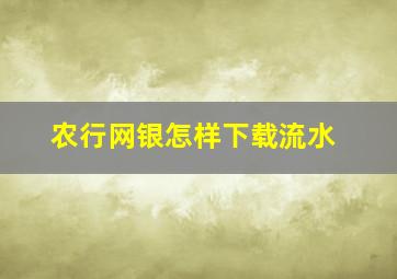 农行网银怎样下载流水