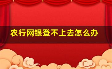 农行网银登不上去怎么办