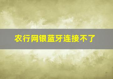 农行网银蓝牙连接不了