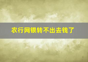 农行网银转不出去钱了