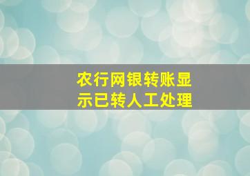 农行网银转账显示已转人工处理