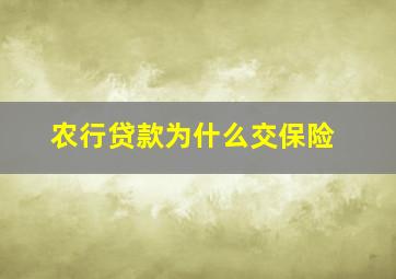 农行贷款为什么交保险