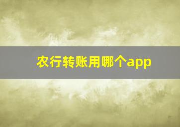 农行转账用哪个app