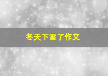 冬天下雪了作文