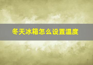 冬天冰箱怎么设置温度