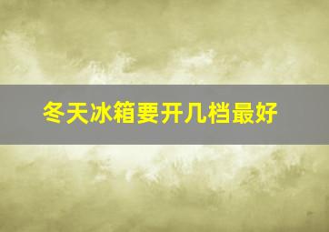 冬天冰箱要开几档最好