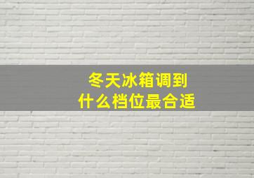 冬天冰箱调到什么档位最合适