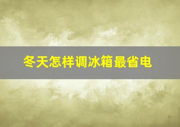 冬天怎样调冰箱最省电