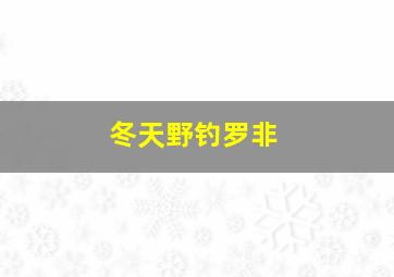 冬天野钓罗非