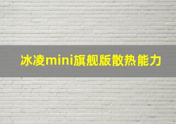 冰凌mini旗舰版散热能力