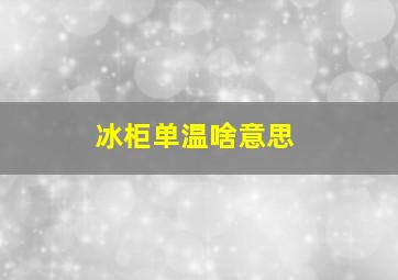 冰柜单温啥意思