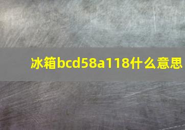 冰箱bcd58a118什么意思